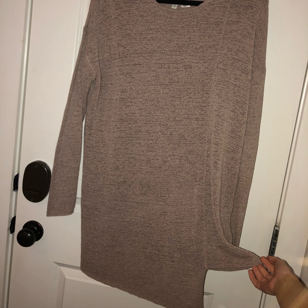 Divided Scoop Neck Asymmetrical Long Sleeve Top
